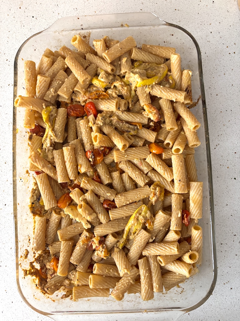 5-Ingredient Baked Summer Squash Feta Pasta