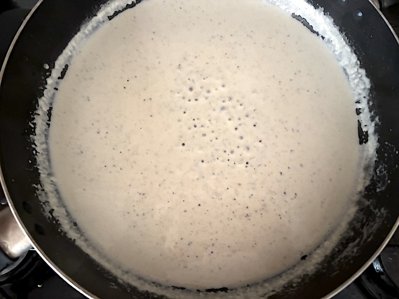 Sauce thickens up after adding the shredded cheese