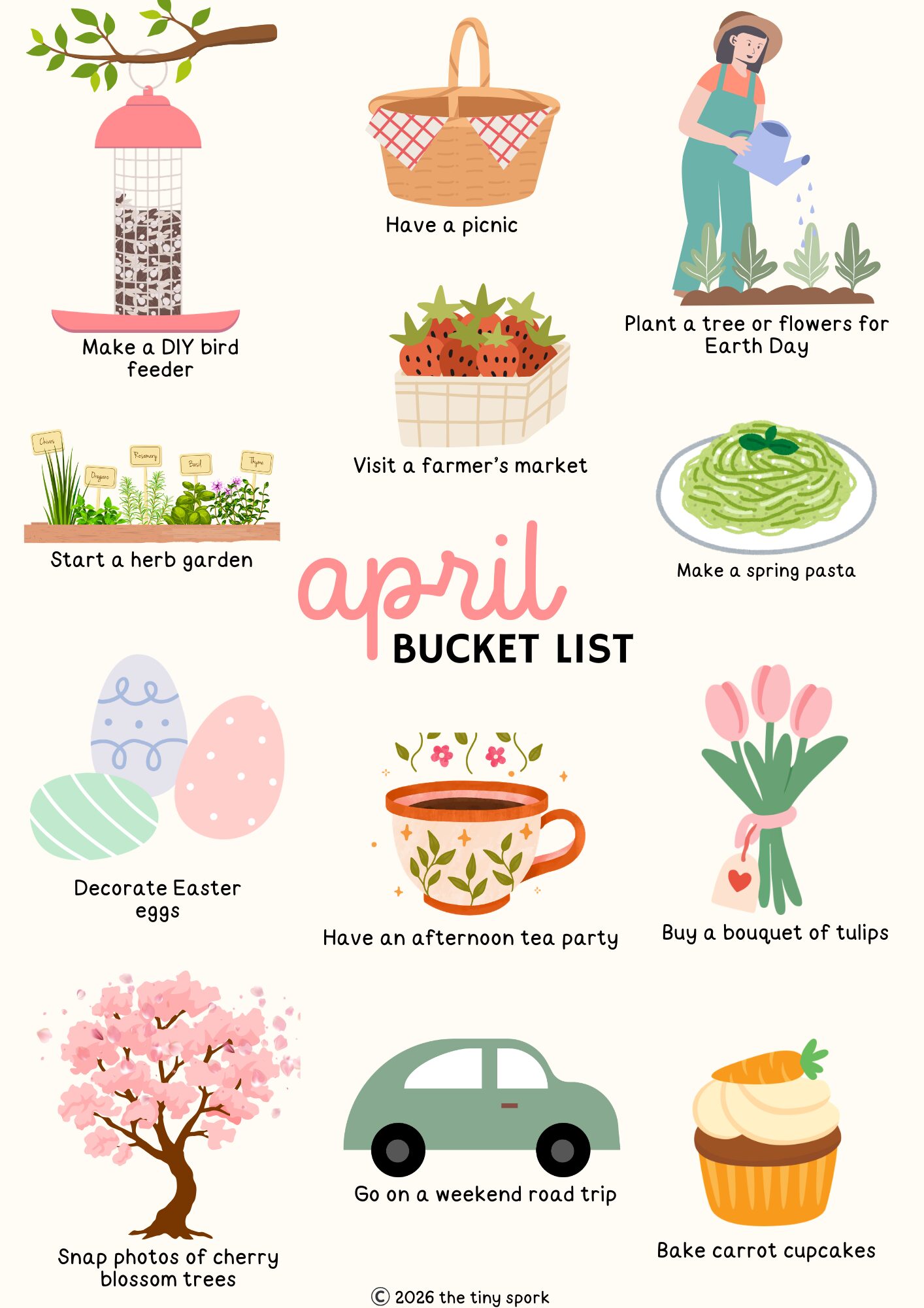 25 Simple & Cozy April Bucket List Ideas (+FREE Printable)