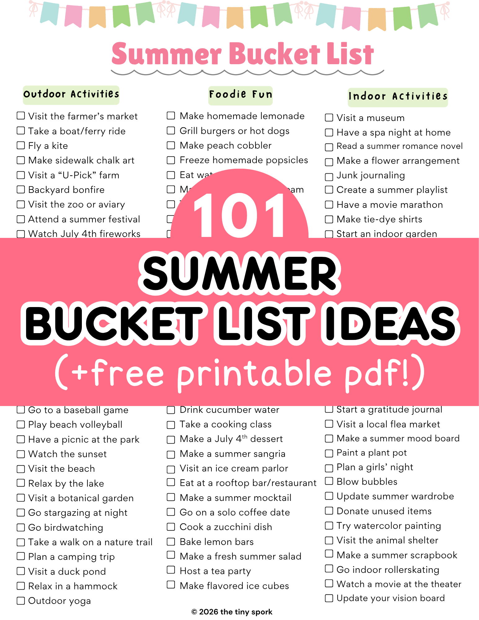 101 Summer Bucket List Ideas (+FREE Printable PDF!)